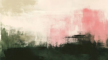 Softly Brushed Abstract Painting: Earthy Pink and Green Hues. AI Generated