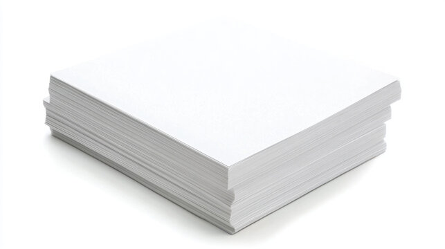 Stack of blank white paper sheets isolated on white background.