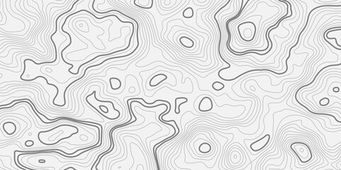 The black grey on white contours vector topography stylized height of the lines. The concept of a conditional geography scheme and the terrain path. Ultra wide. Map vector terrain Illustration.