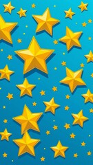 Vibrant yellow stars on bright blue background: a playful celestial pattern