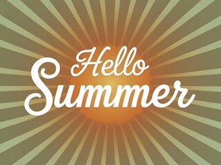 Hello Summer Sunburst Rays Design Graphic