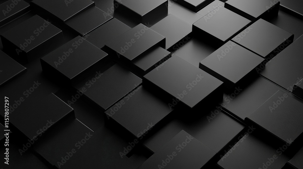 Poster abstract dark gray cubes background.