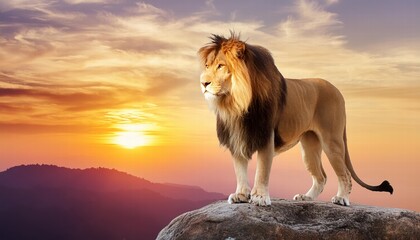 Majestic Lion A Powerful and Muscular Predator with Golden Brown Fur, Sharp Claws, Fierce Eyes, and a Regal Mane, Standing Proudly in Its Natural Habitat