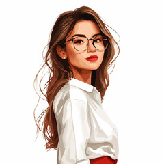 Professional vector portrait of a woman employee working