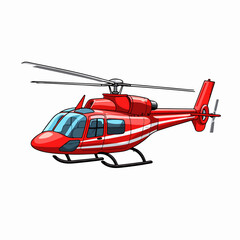 Red Helicopter Transport Flight Icon Vector Illustration for Aviation Graphics