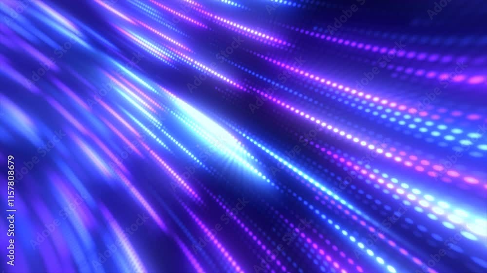 Poster vibrant purple and blue dot pattern with streaks of light, creating a sense of energy and futuristic