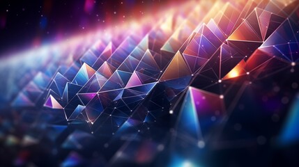 Colorful Abstract Geometric Crystal Shapes with Vivid Light Effects