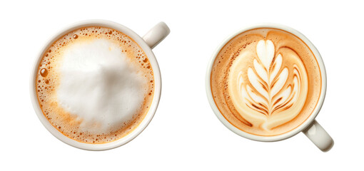 Set of cappuccino, isolated on transparent background. PNG element.