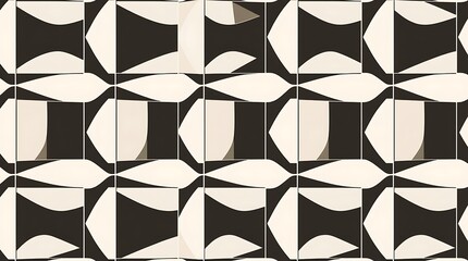 Abstract Geometric Pattern: A captivating design featuring a repeating pattern of geometric shapes in shades of black and beige.  The pattern creates a sense of rhythm and movement.