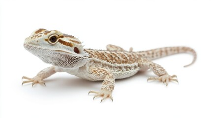 Fototapeta premium World Lizard Day Bearded dragon lizard against white background for exotic pet enthusiasts