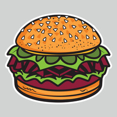 illustration of a fast food hamburger sticker for entrepreneurship