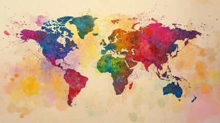 Naklejka premium Vibrant World Map with Bold Colors and Design