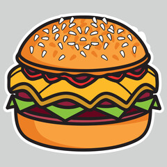 illustration of a fast food hamburger sticker for entrepreneurship