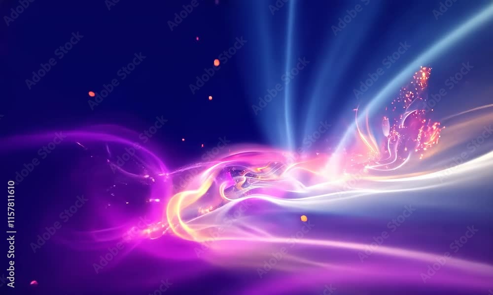 Poster abstract colorful background with flowing wavy lines and light effects