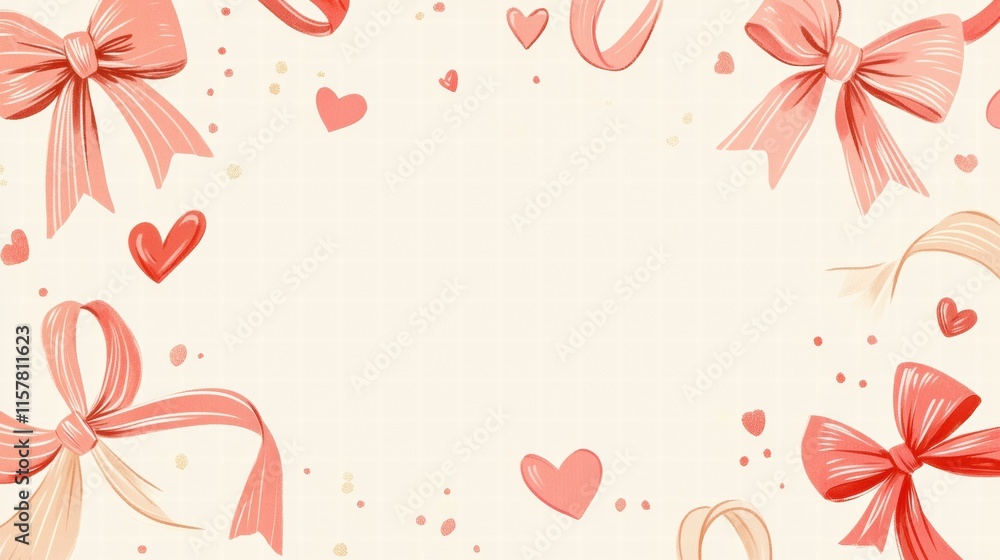 Aufkleber whimsical valentines day design featuring hearts and bows with space for creative text ideas. genera