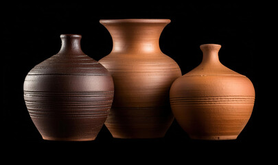 Ceramic vase on a black background