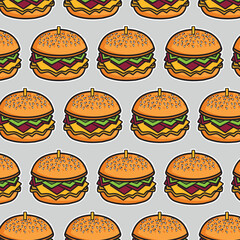illustration of a fast food hamburger sticker for entrepreneurship