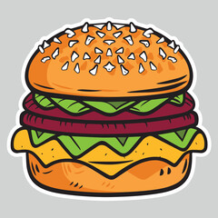 illustration of a fast food hamburger sticker for entrepreneurship