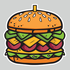 illustration of a fast food hamburger sticker for entrepreneurship