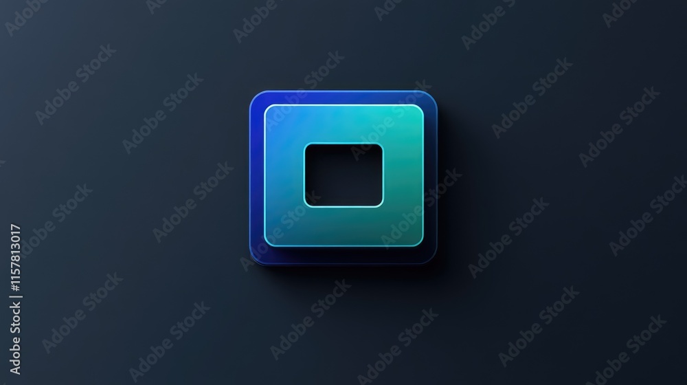 Poster modern blue and green square icon with minimalist gradient style, emphasizing contemporary and clean