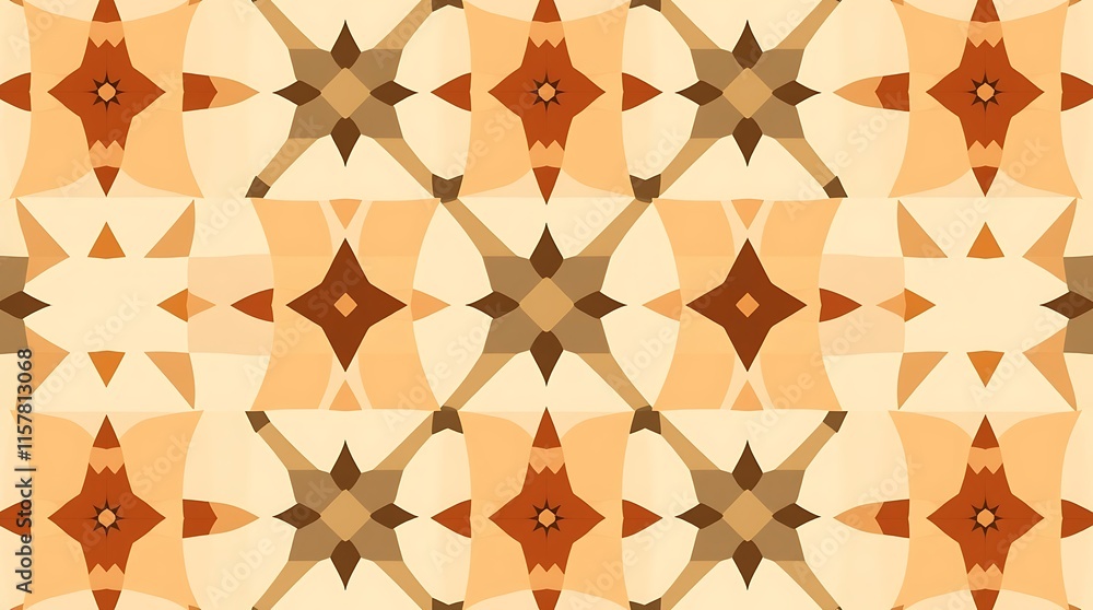 Poster geometric tile pattern: a seamless pattern of repeating geometric shapes in warm, earthy tones. the 