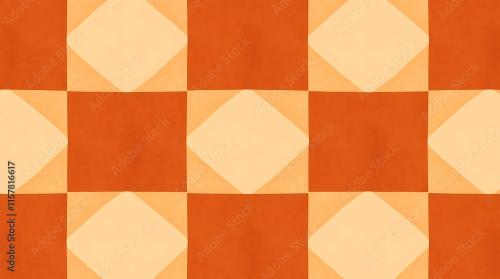 Poster orange and cream checkerboard tile pattern: a seamless, repeating pattern of orange and cream checke