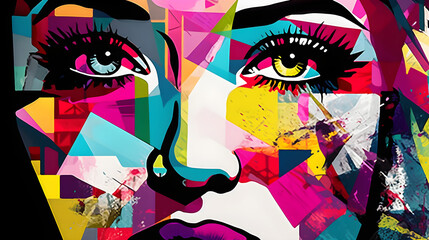 Pop art collage with lady