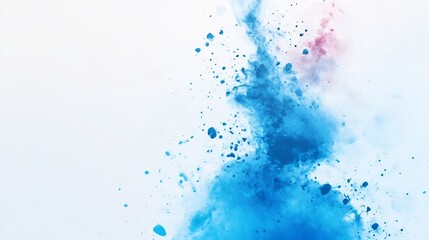 Obraz premium Vibrant Blue Ink Exploding Dynamically on White Background: Close-Up Photo. AI Generated