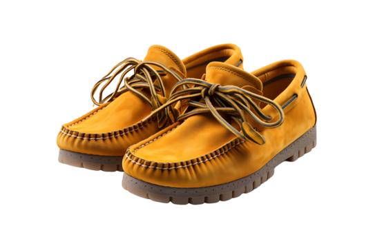 Suede Moccasin Shoes isolated on transparent background.