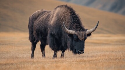 Majestic Yak Grazing in a Golden Meadow