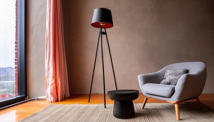 A Serene JapandiInspired Modern Living Room Featuring a Textured Empty Wall in Neutral Tones, Blending Minimalism and Comfort for a Perfectly Balanced Aesthetic.