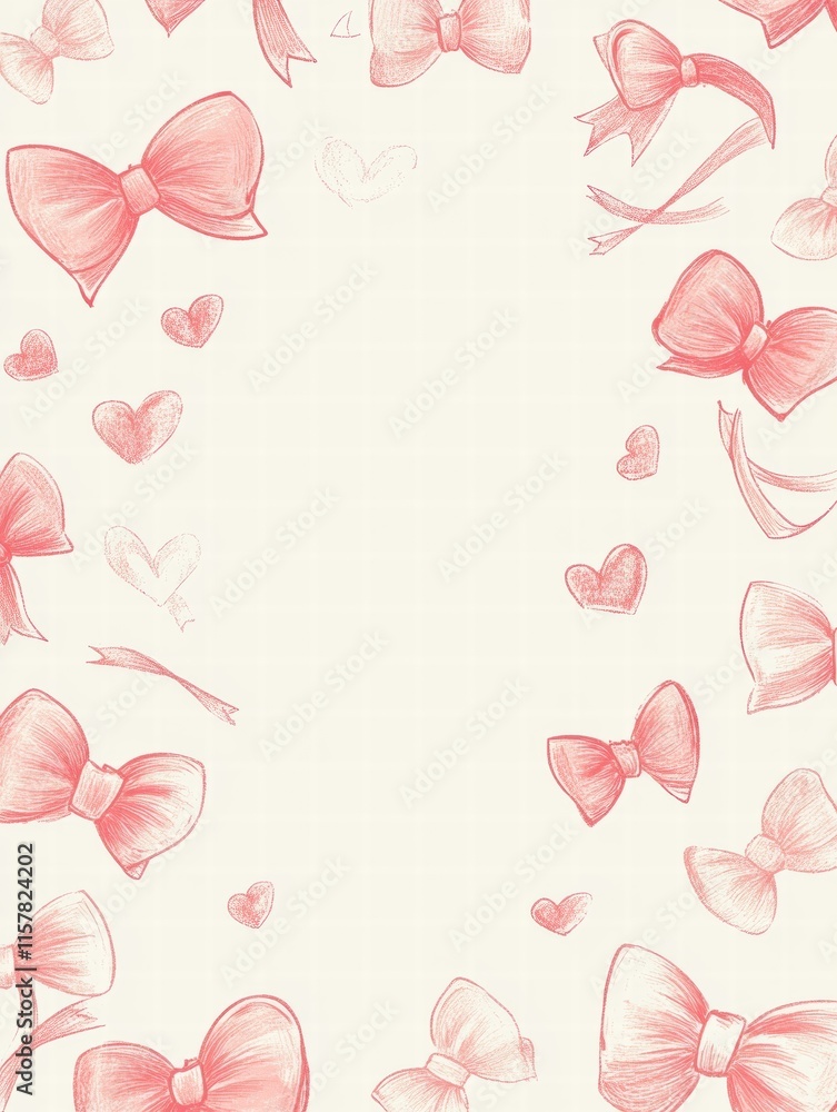 Aufkleber Whimsical hand drawn Valentines Day design featuring hearts and bows with ample copy space for personalized messages. Generative AI