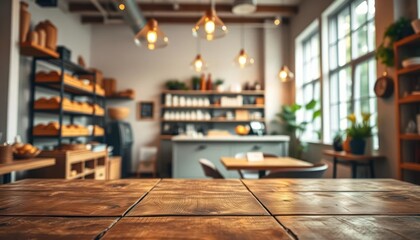 Warm and Inviting Coffee Shop Interior with Cozy Lighting