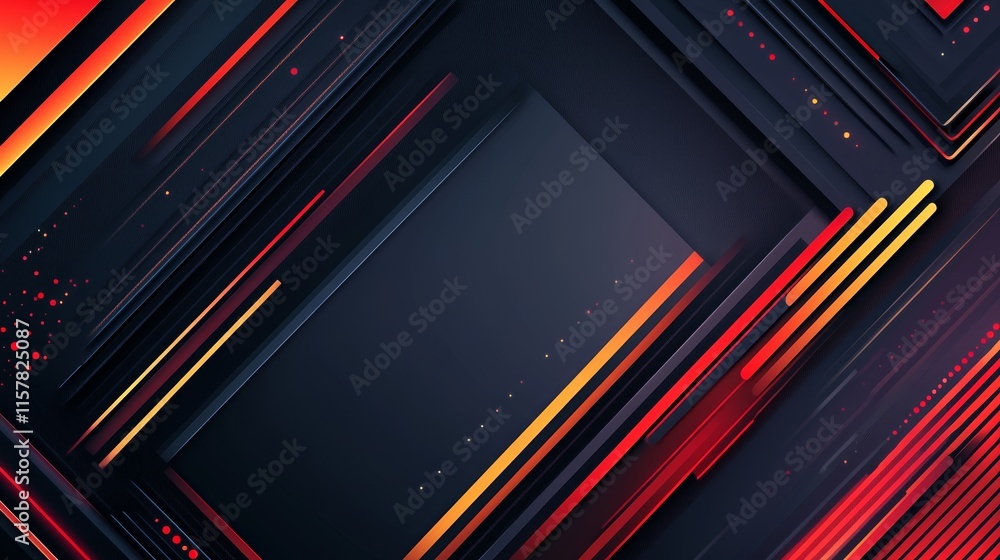 Poster Abstract geometric background with red and orange lines