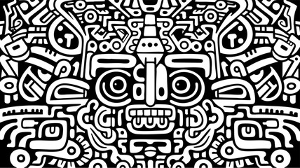 African Tribal Mask Doodle 