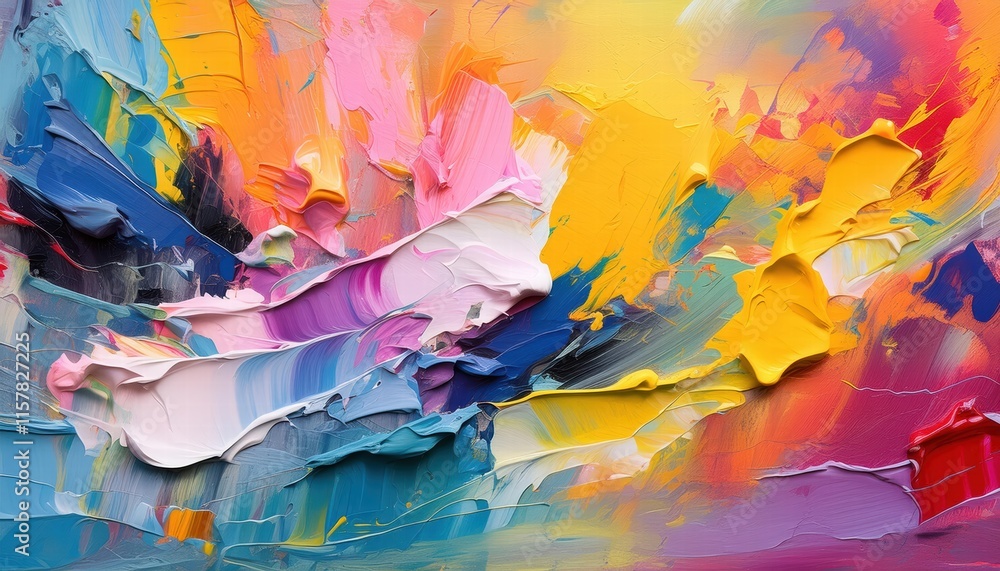 Poster vibrant painterly texture abstract background bold bright brushstrokes with contrasting colors for d