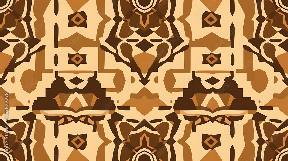 Poster abstract geometric pattern - brown and beige: a seamless pattern with a rich brown and beige color p