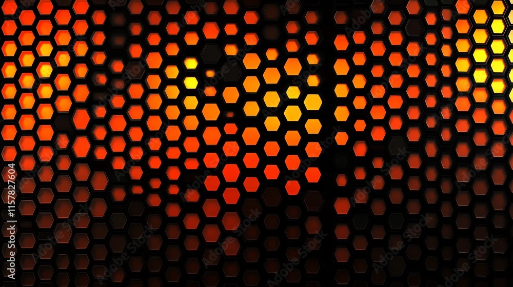 Poster Abstract hexagon pattern background in orange and black