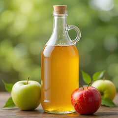 Homemade apple vinegar isolated on transparent background 