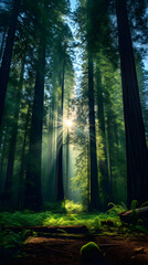 Obraz premium Ethereal Majesty: A Captivating Journey Through an Ef Redwood Forest