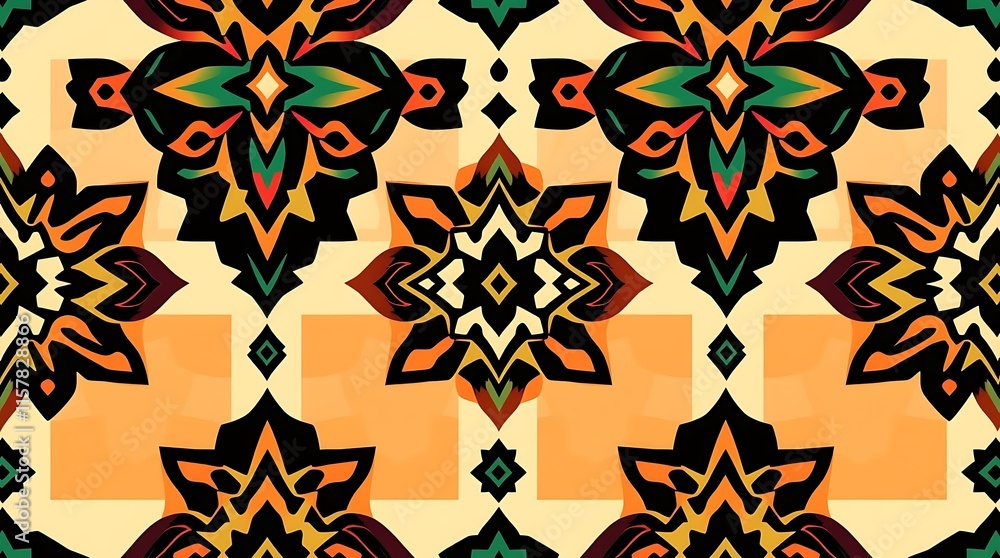 Poster intricate geometric pattern: a captivating blend of rich colors and intricate geometric patterns cre