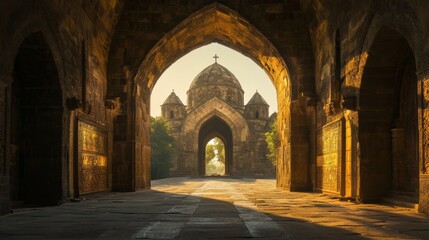 Obraz premium Ancient Church with Stunning Architecture in Scenic Light
