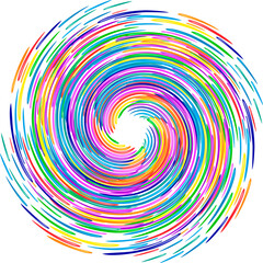 Geometric spiral, swirl, twirl element. Radial, radiating whorl, volute shape