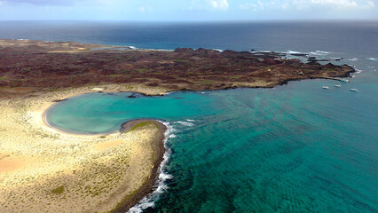 Aerial view of areas in the south coast of Lobos Island, on the Atlantic Island of Fuerteventura, Spain. © Jose Lledo