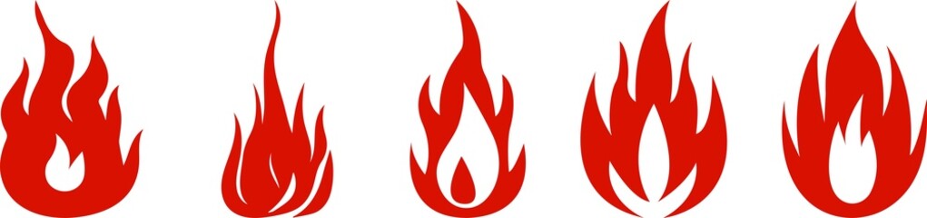 Red flames icon set