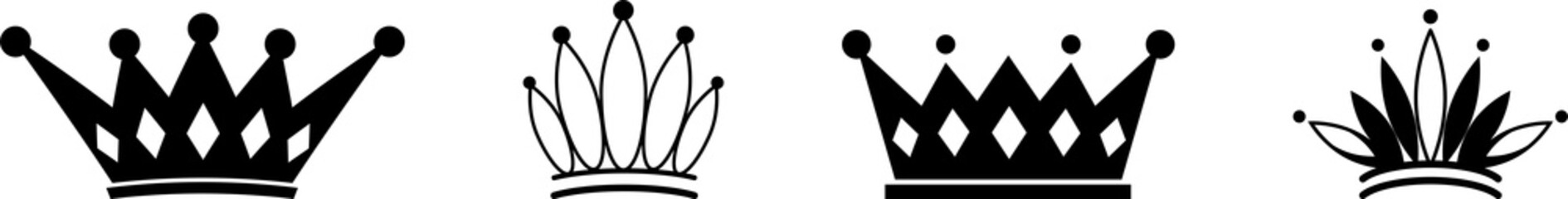 Set of black crown logos