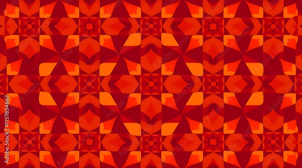 Aufkleber red geometric pattern: a mesmerizing seamless pattern of red and orange geometric shapes, creating a