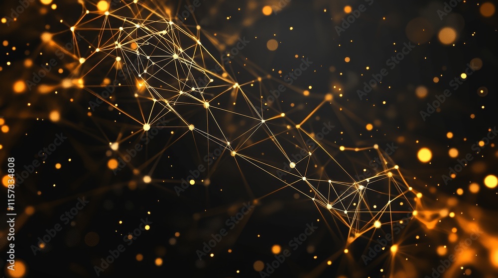 Leinwandbilder Abstract network connection, plexus, digital data flow