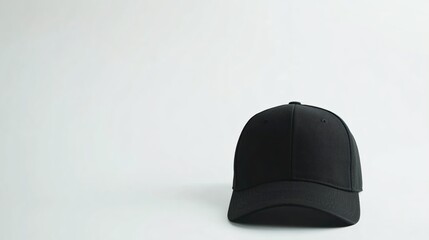 Solid Black Cap on White Background for Fashion and Apparel Use
