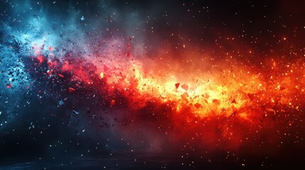 Fototapeta premium A vibrant cosmic scene showcasing a clash of blue and red elements in a starry background.